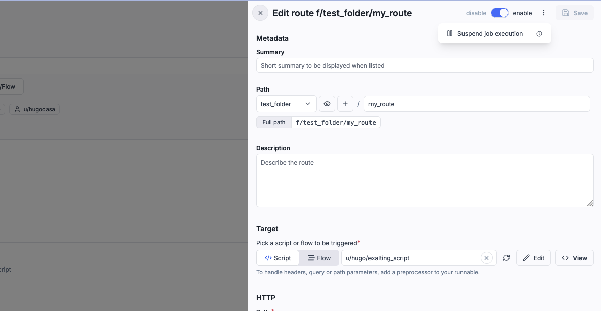 Enable suspended mode